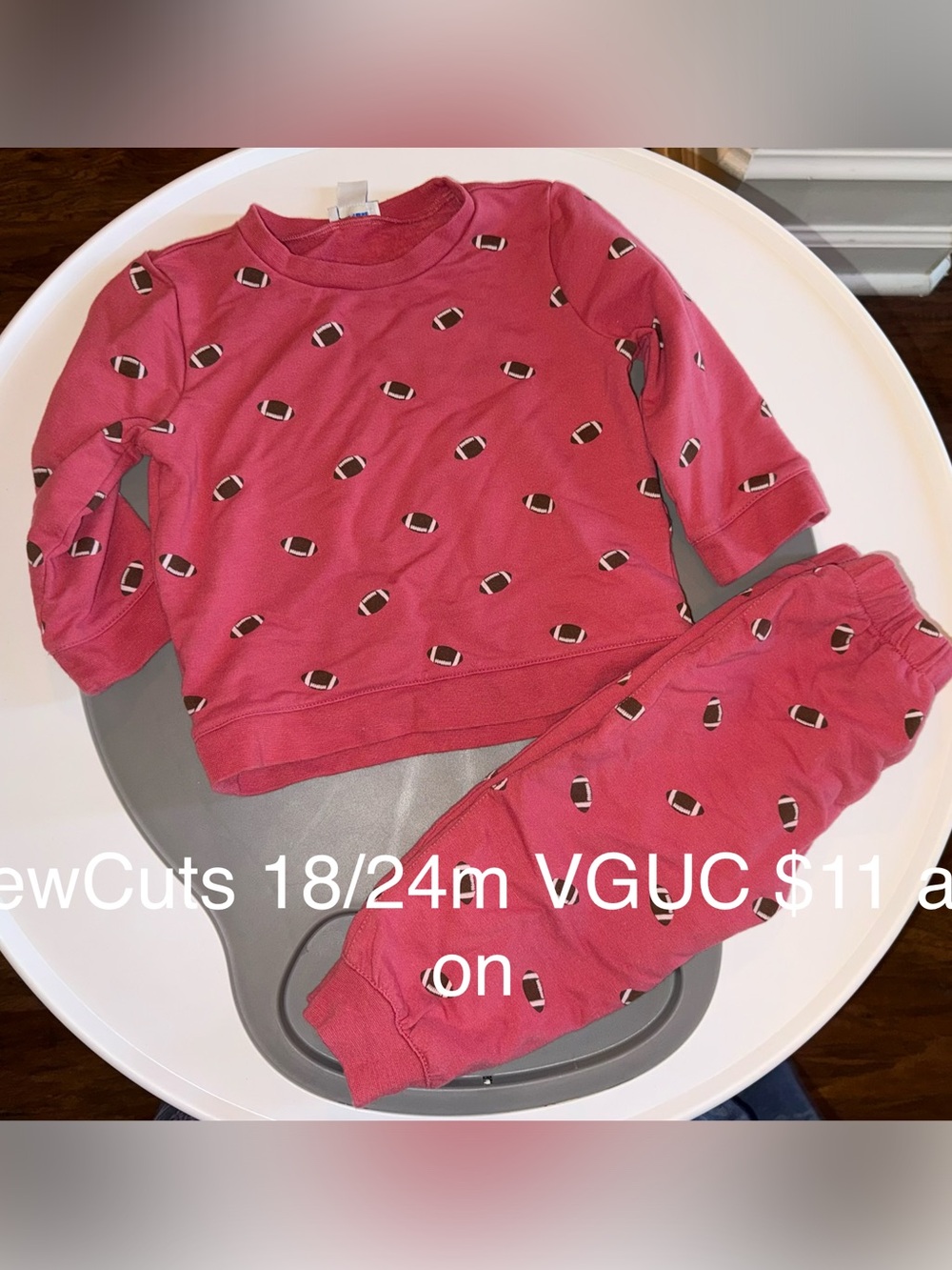 Crewcuts Red Football Print Matching Sweat Set